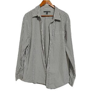 Old Navy Mens Green White Stripe Extra Large Casual Button Up Dress Shirt